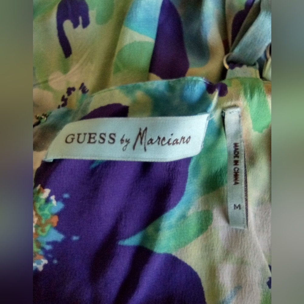 Guess by Marciano vintage silk floral maxi Summer dress size M - Picture 11 of 12
